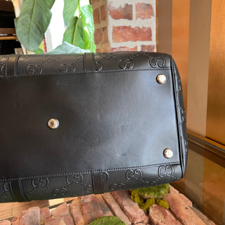 GUCCI Tennis Jumbo Black GG Embossed Leather Duffle Bag